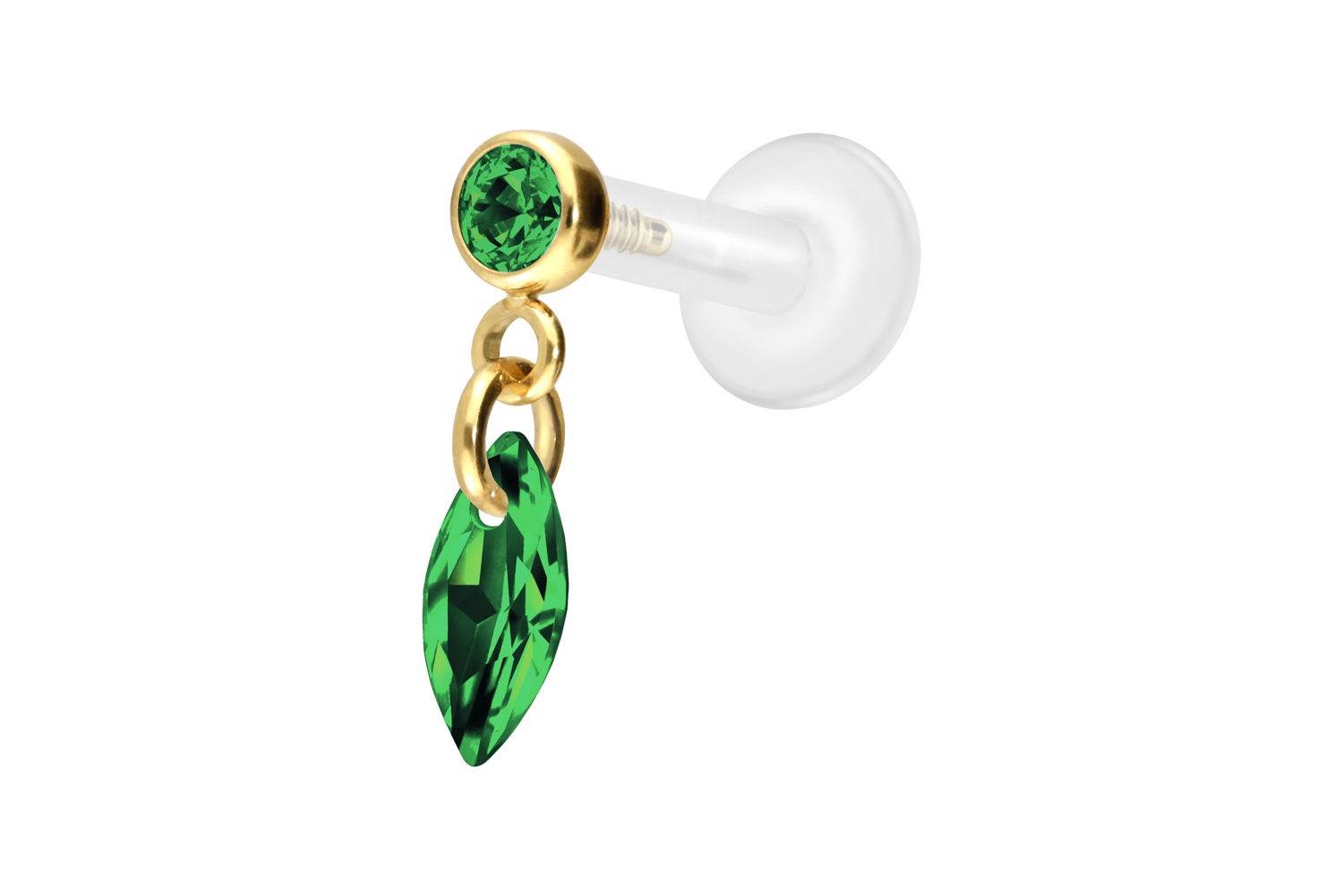 PTFE Labret Piercing mit Innengewinde + Titan-Aufsatz KRISTALLOVAL